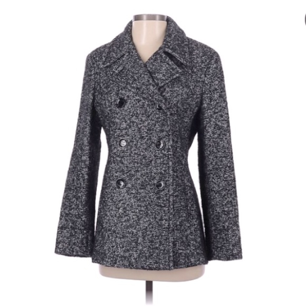 Calvin Kline black grey and white navy pea coat